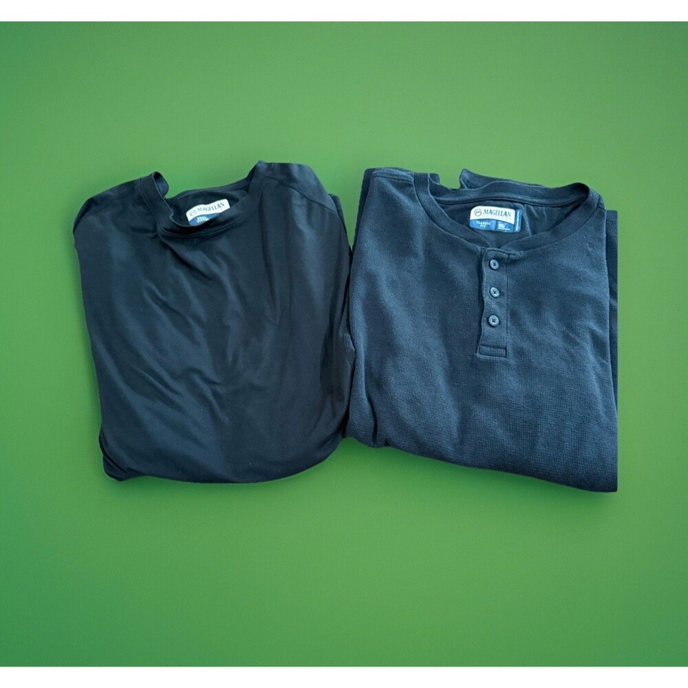 BIG & TALL Magellan Outdoors TWO Shirts BUNDLE Size 2XL Black Long Sleeved GUC